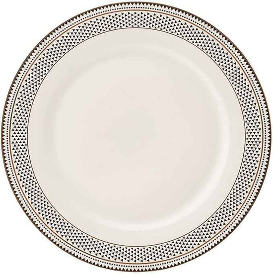 Karaca Globe 24-Piece Dinnerware Set for 6 People - Kitchen Dish Set for Salad, Soup, Pasta, Noodle & More - Modern Chic Porcelain Dishware Plate Set (White with Black Triangle Design)
