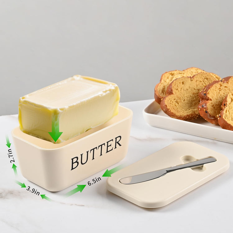 Butter Dish With Lid And Knife For Kitchen Coutertop