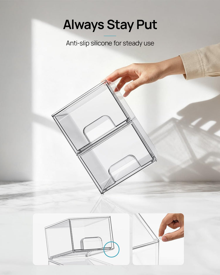 8 Pack Small Clear Stackable Storage Drawers (8 Count)