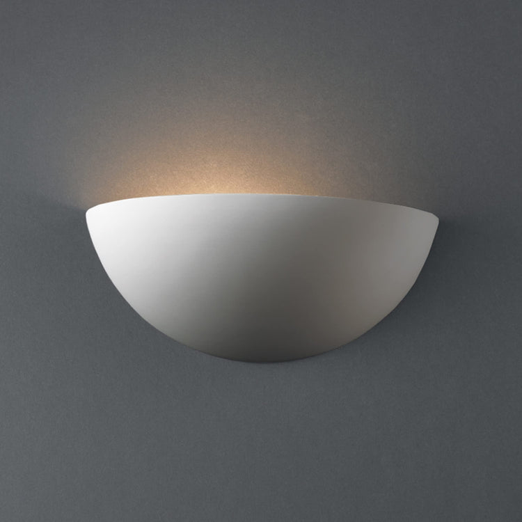 Justice Design Dimmable Ceramic Quarter Sphere Paintable Wall Sconce Light for Living Room