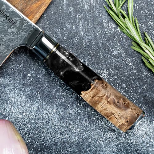 SENKEN 7 Piece Damascus Kitchen Knife Set (7 Count)