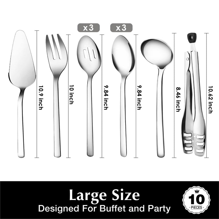 10 piece Large Hostess Serving Utensils Set