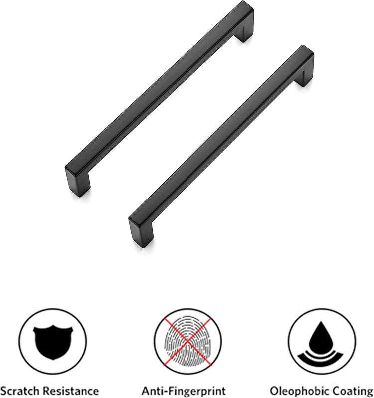 Ravinte 25 Pack 5 Inch Hole Center Solid Slim Square Pulls Matte Black Kitchen Cabinet Handles Square Bar Drawer Handles Flat Black Drawer Pulls for Cupboard Dresser and Cabinets