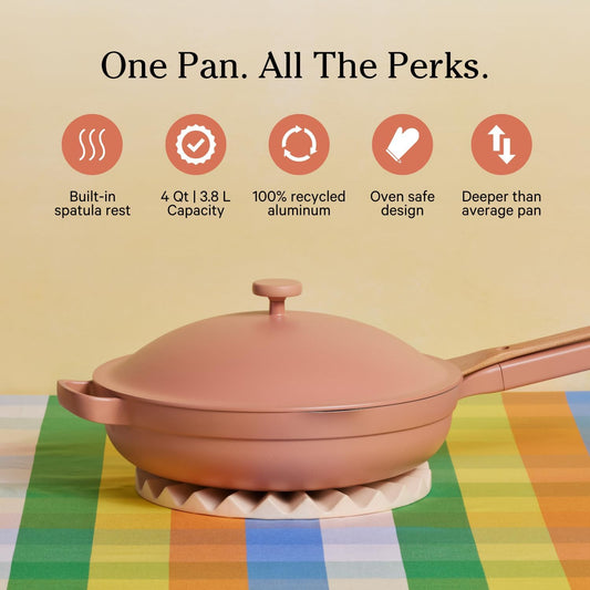 Our Place Large Always Pan 2.0-12.5” (4 Qt) Nonstick, Toxin-Free Ceramic Cookware | Patented 10-in-1 Aluminum Frying & Sauté Pan | Safe for Oven, Induction & All Cooktops up to 450°F | Spice - Nestoria