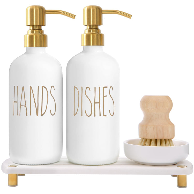 Gold Soap Dispenser Set Comes with Stainless Steel Pumps (4 Count)
