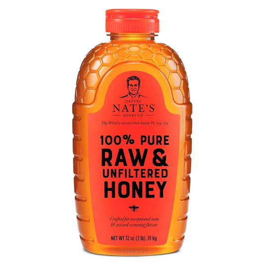 Nate's 100% Pure, Raw & Unfiltered Honey - Award-Winning Taste, 32oz. Squeeze Bottle - Nestoria
