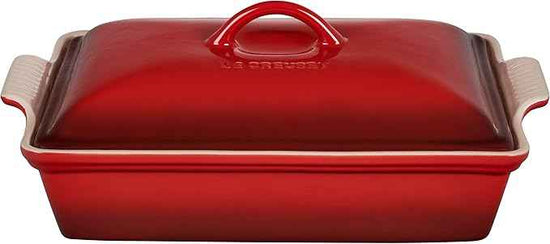 Le Creuset Stoneware Heritage Covered Rectangular Casserole, 4 qt. (12" x 9"), Cerise