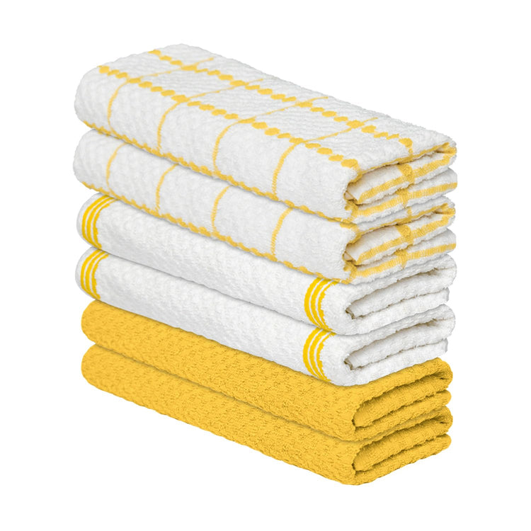 Ring Spun Cotton Yellow Kitchen Dish Towels (6 Count)