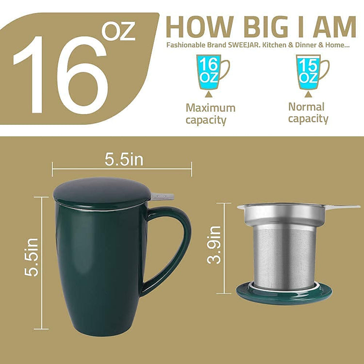 Sweejar Porcelain Tea Infuser Mug with Lid