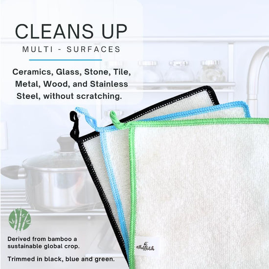 Whiffkitch Dish Cloths & Dish Towels for Kitchen - Reusable, Hygienic, Quick Drying, Durable Kitchen Washcloth, Absorbent, Scrub-Non-Scratch, 6x7 Inches Multi Color, 3 Pack - Nestoria