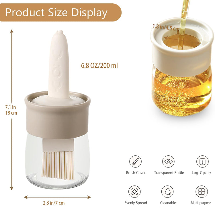 Sauce and Oil Bottle with Silicone Brush for Cooking BBQ Kitchen
