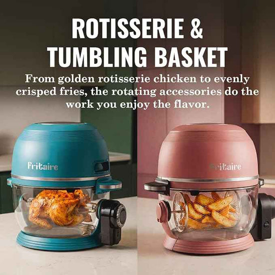 Non Toxic Air Fryer™ Pro | 9-in-1 Glass Air Fryer | Self-Cleaning | 5 Quart | Rotisserie and Tumbler | 400F Vortex For Even Cooking, BPA-Free Teflon Free, Recrisp, Roast, Bake, Lavender