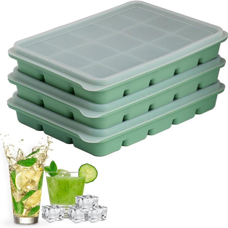 Silicone Ice Cube Trays with lidSet of 3 (3 Count)