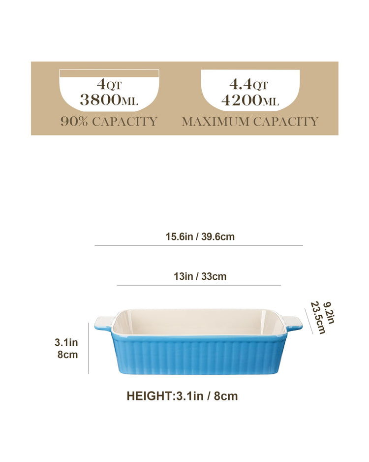 4.4 QT Ceramic Casserole Dishes for Oven