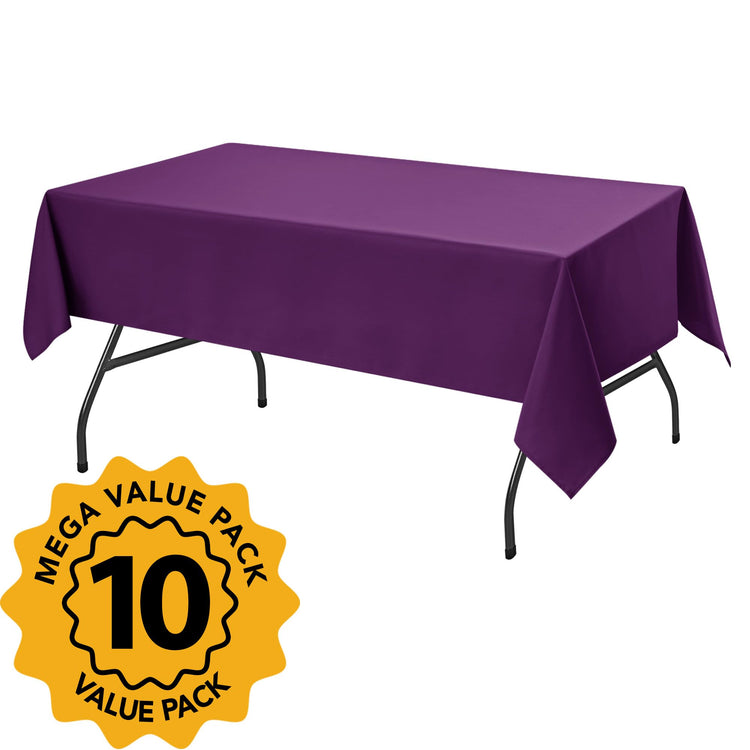 10 Pack Purple Tablecloths for Rectangle Tables