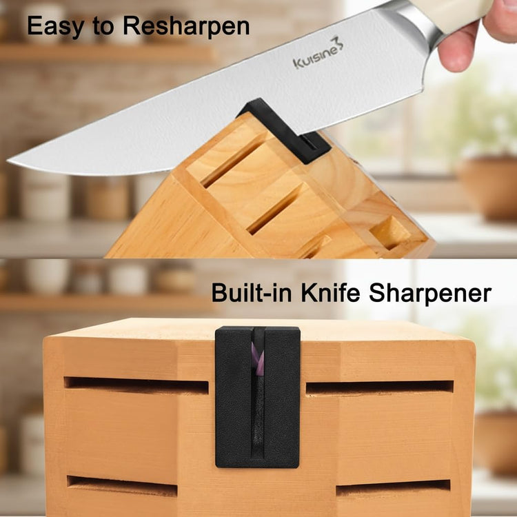 Upgraded Knife Set High Carbon Stainless Steel Super Sharp Blade Ergonomic Rivet Handle (15 Count)