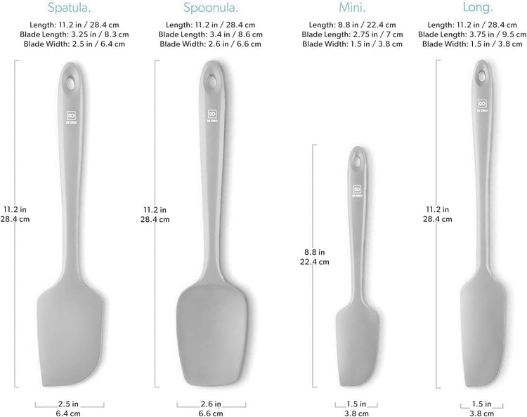 DI ORO Silicone Spatula Set - Rubber Kitchen Spatulas for Baking, Cooking, & Mixing - 600°F Heat-Resistant & BPA Free Silicone Scraper Spatulas for Nonstick Cookware - Dishwasher Safe (4pc, Stone)