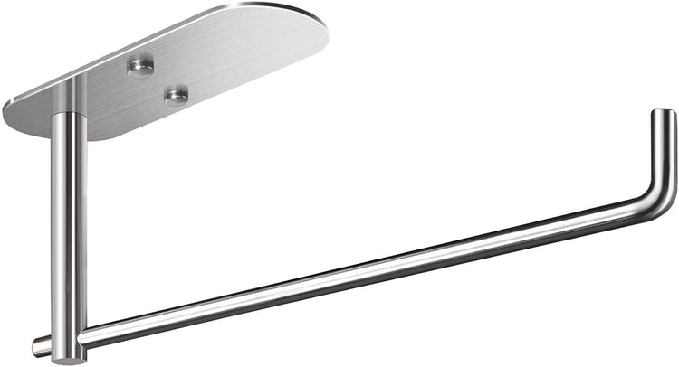 VAEHOLD Self Adhesive Paper Towel Holder Under Cabinet Mount, Wall Mounted Paper Towel Roll Holder for Kitchen, Bathroom, Wall - SUS304 Stainless Steel (Silver)