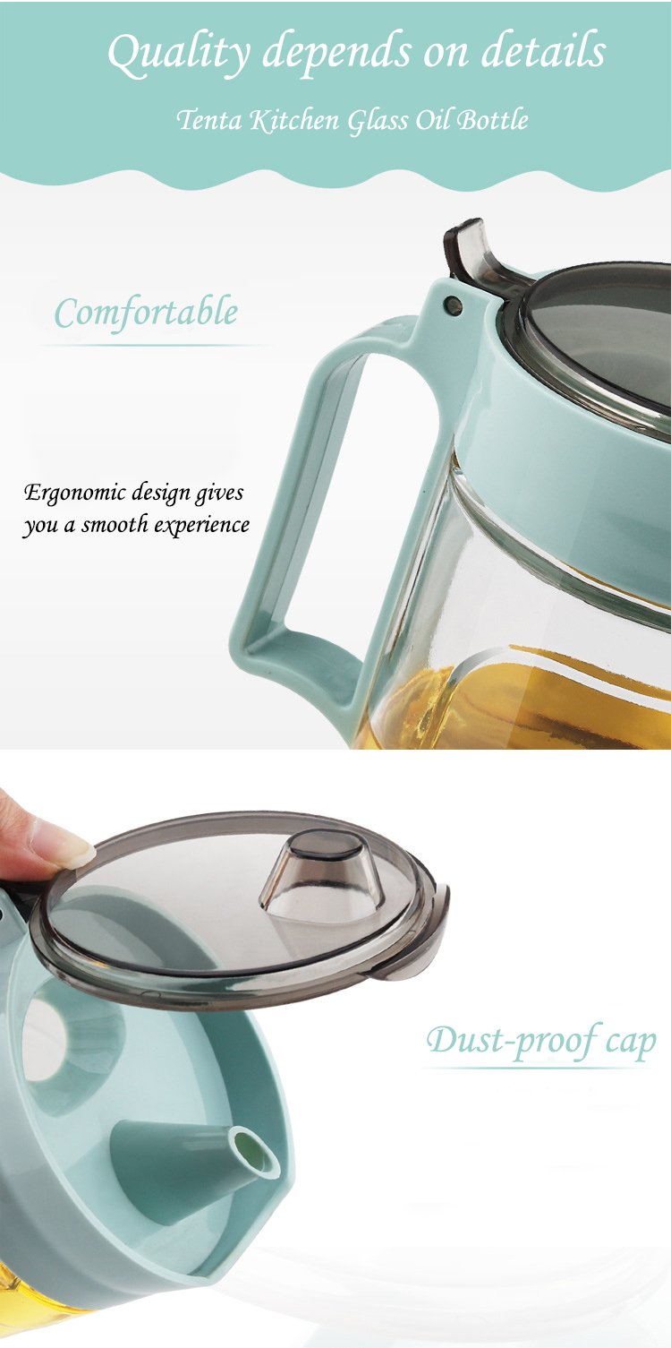 Oil Dispenser Vinegar Dispenser Maple Syrup Dispenser Glass Bottle Cruet No Drip Plastic Bottle Spout with Protective Cap drip Free Pour spout restarant 22Oz