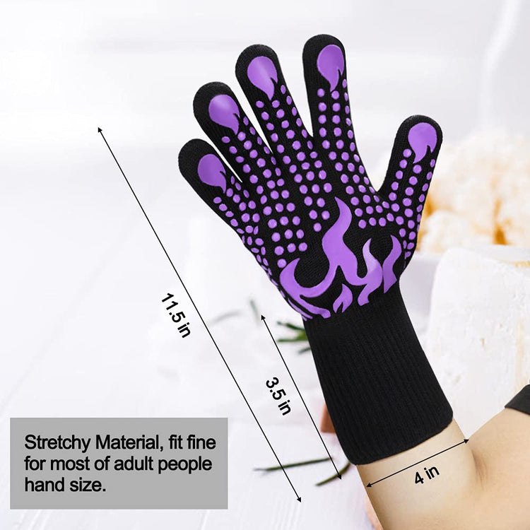 BBQ Gloves 1472 Degree F Heat Resistant Grilling Gloves Silicone Non