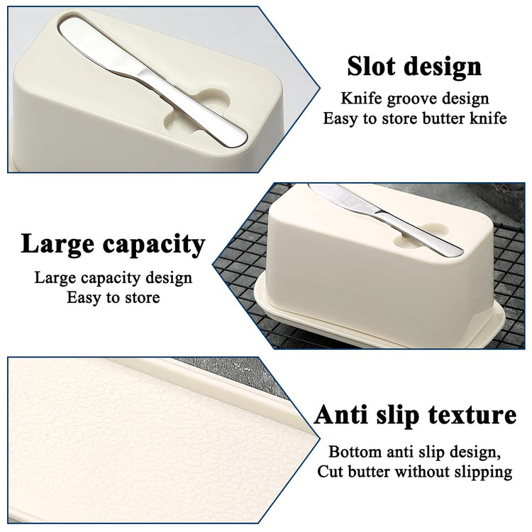 Butter Dish with Lid for Countertop and Refrigerator Door Shelf with Butter Spreader Knife