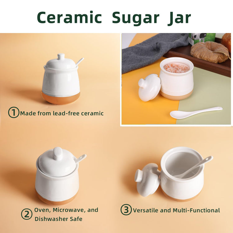 Sugar Bowl with Lid and Spoon 12oz Ceramic Sugar jar