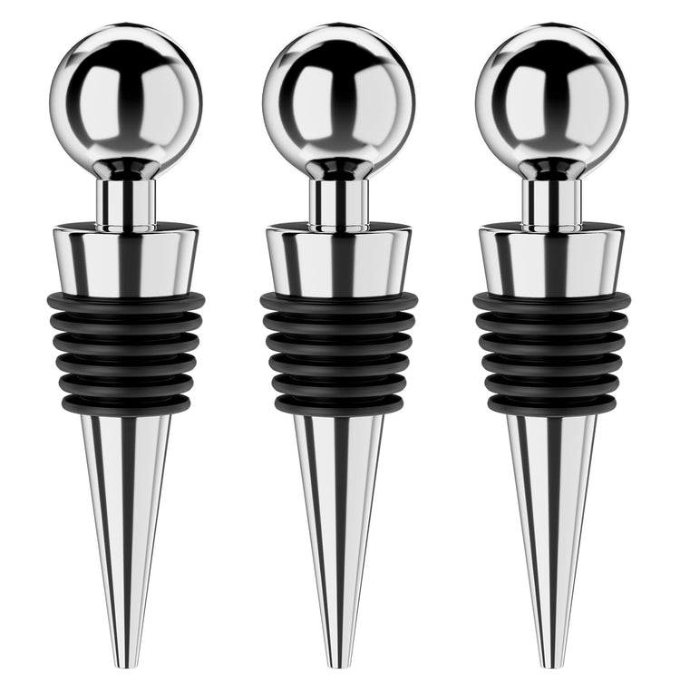 Wine Stoppers for Wine Bottles 3Pcs Vacuum Wine Bottle Stopper with Silicone Reusable Wine Corks (3 Count)