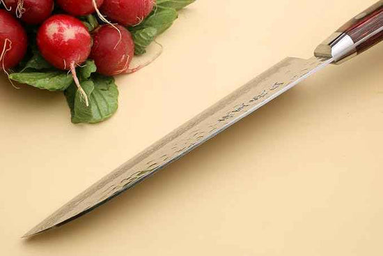 Yoshihiro VG10 16 Layer Hammered Damascus Stainless Steel Santoku Chefs Knife (7'' (180mm))