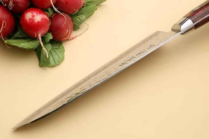 Yoshihiro VG10 16 Layer Hammered Damascus Stainless Steel Santoku Chefs Knife (7'' (180mm))