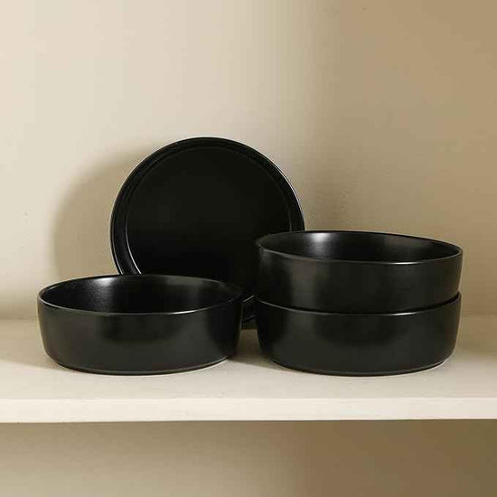 Stone Lain Eden 4-Piece Pasta Bowl Set Stoneware, Black