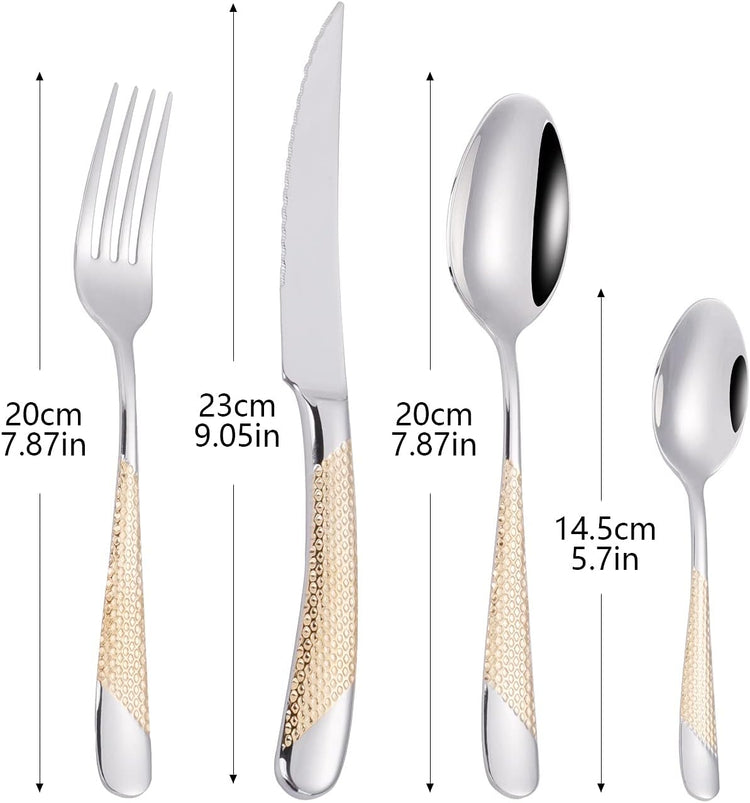 16 Piece Silverware Set,Stainless Steel Flatware Set Spoon and Fork Set for 4,Kitchen Utensil Cutlery Set Mirror Finish Dishwasher Safe Gift Package (silver)