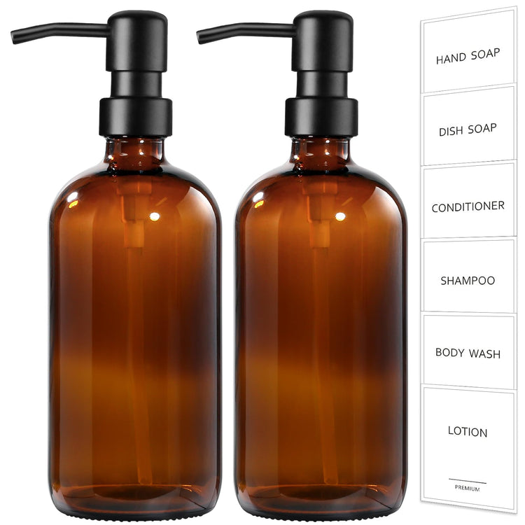 Amber Glass Soap Dispenser (2 Count)