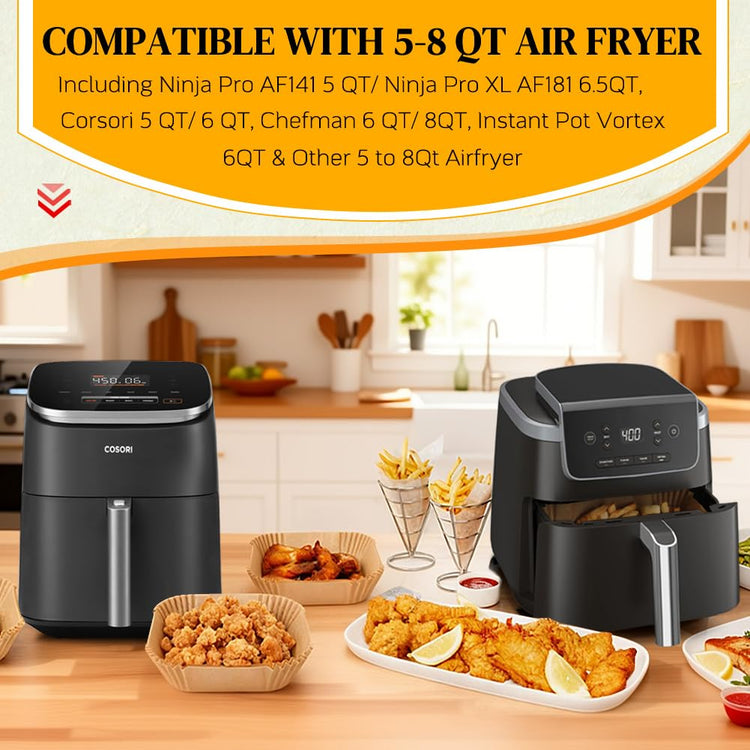 Disposable Square Air Fryer Liners for 5 to 8Qt Airfryer (100 Count)