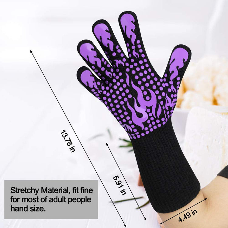 BBQ Gloves 1472 Degree F Heat Resistant Grilling Gloves Silicone Non (2 Count)