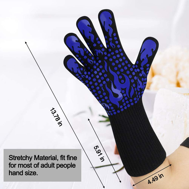 BBQ Gloves 1472F Heat Resistant Silicone Non (2 Count)