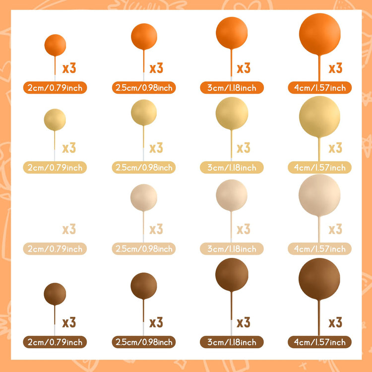 48 Pcs Balls Cake Topper Decorations Balloon Cupcake Toppers Foam Cake Topper Balls Cake Balls Decorations for Birthday Party Wedding Cake Decorating (48 Count)