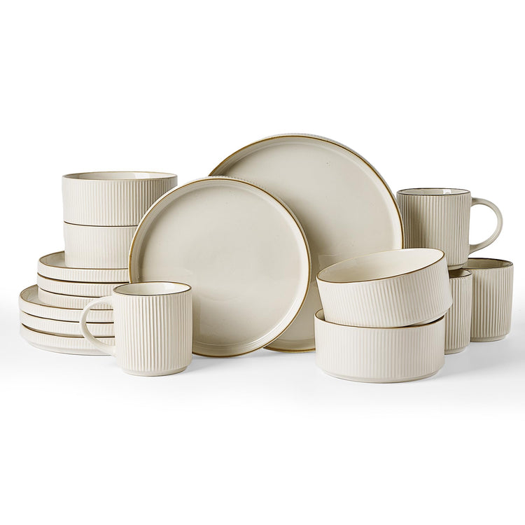 Stoneware Dinnerware Set with Mugs (16 Count)