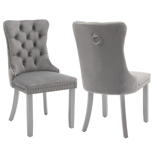 Grey Velvet Dining Chairs Set of 2 (2 Count)