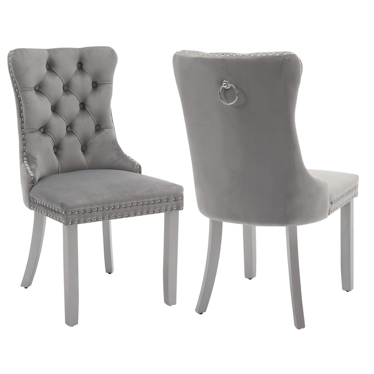Grey Velvet Dining Chairs Set of 2 (2 Count)