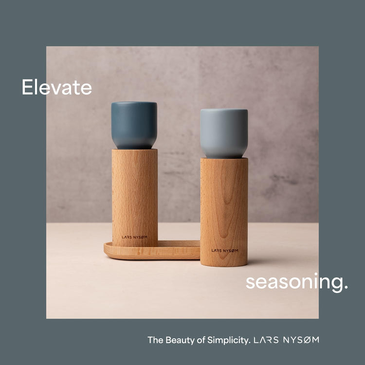 Wooden Salt and Pepper Grinder Set Manual with Tray
