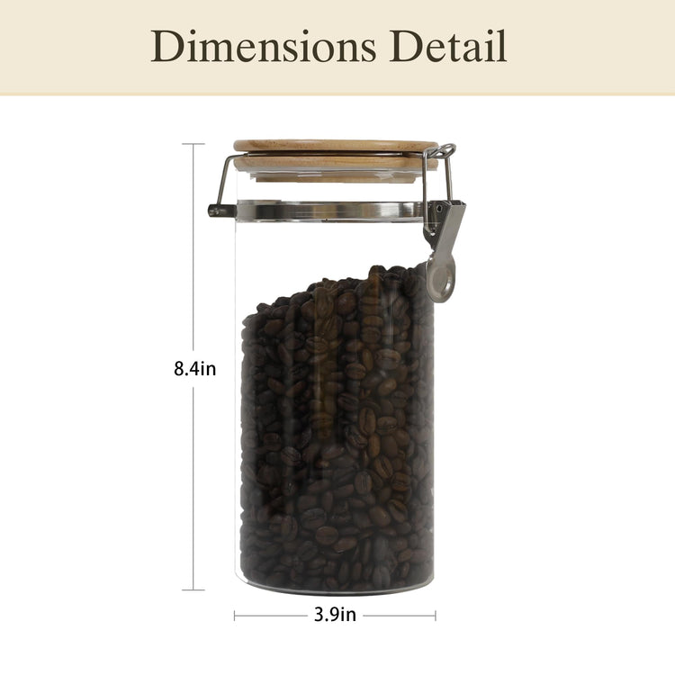 Glass Coffee Canister Coffee Containers for Ground Coffee Coffee Bean Storage Airtight Seal with Locking Clamp