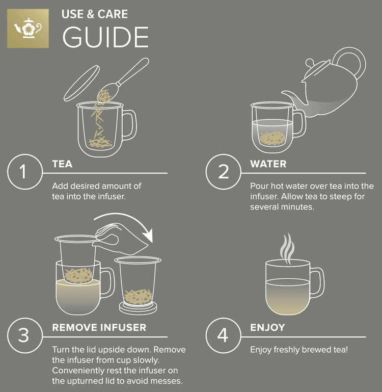 Premium Borosilicate Glass Mug with Stainless Steel Loose Leaf Tea Infuser and Lid