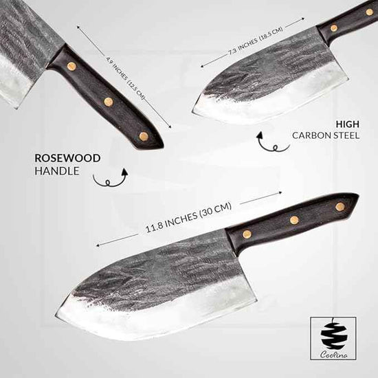 COOLINA Galba Butcher Knife, Full Tang Wide Blade, All-around Kitchen Knife for Meats and Bones