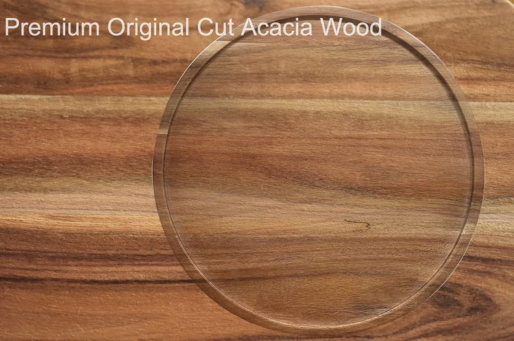 10" Two Tier Acacia Wood Lazy Susan Organizer Kitchen Turntable for Cabinet Pantry Table Organization