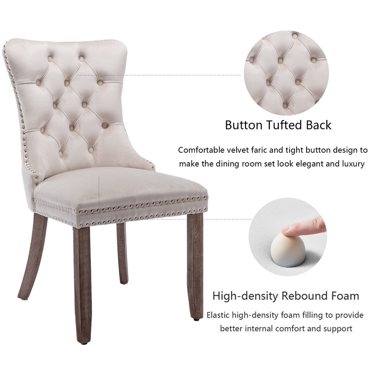 Beige Velvet Dining Chairs Set of 4 (4 Count)