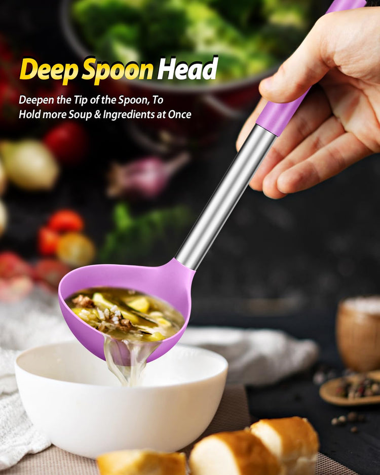 Silicone Pasta Fork and Ladle Spoon Set (2 Count)