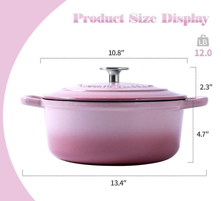 Enameled Cast Iron Covered 5.5 Quart Dutch Oven with Dual Handle