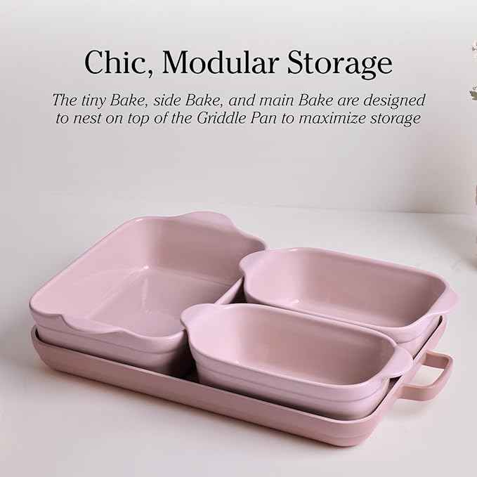 Our Place Bakeware Set | 5-Piece Ceramic Bakeware Collection with Stovetop-to-Oven Griddle Pan | PFAS-Free Non-Toxic Nonstick Pans, Oven Mat & Baking Dishes | Sage