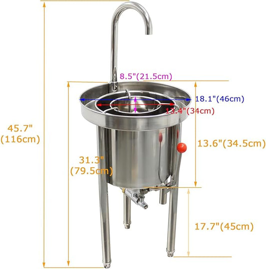 INTBUYING Commercial Rice Washer Kitchen Rice Washing Machine Hydraulic Pressure Type 44lbs Capacity,Rinse Rice, Mung Beans,Corn