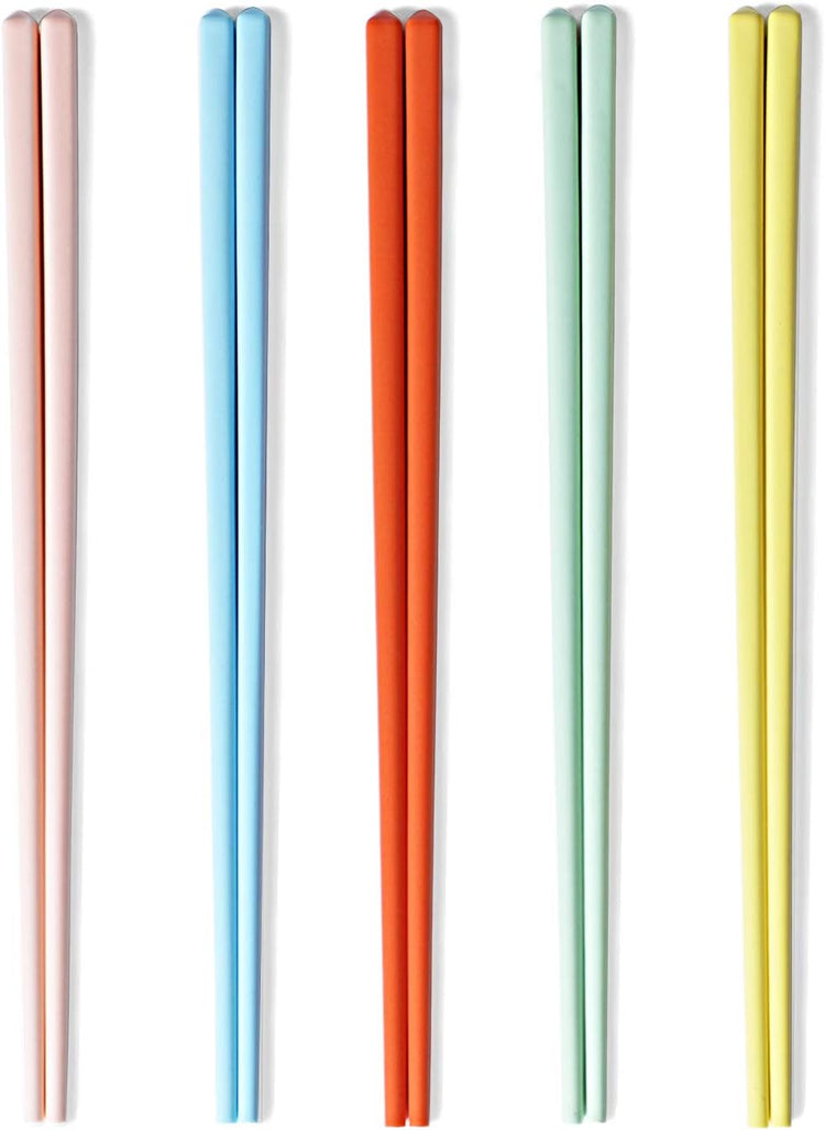 LEETOYI Ceramic Chopsticks Set of 5, Porcelain Chinese Chopsticks Easy To Clean, 9.6-Inch (MixColour)